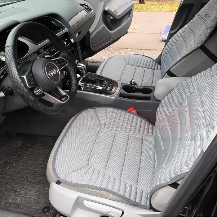 3lü Gri Oto Koltuk Minderi Set-Ergonomik Lüks Koltuk Minderi Gri-Ön 2 Koltuk ve Arka Oturak