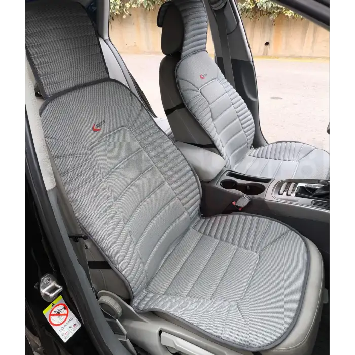 3lü Gri Oto Koltuk Minderi Set-Ergonomik Lüks Koltuk Minderi Gri-Ön 2 Koltuk ve Arka Oturak