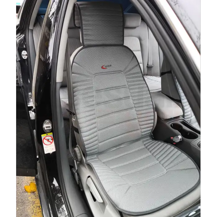 3lü Gri Oto Koltuk Minderi Set-Ergonomik Lüks Koltuk Minderi Gri-Ön 2 Koltuk ve Arka Oturak