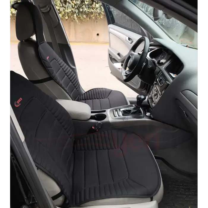 3lü Siyah Oto Koltuk Minderi Set-Ergonomik Lüks Koltuk Minderi-Ön 2 Koltuk ve Arka Oturak