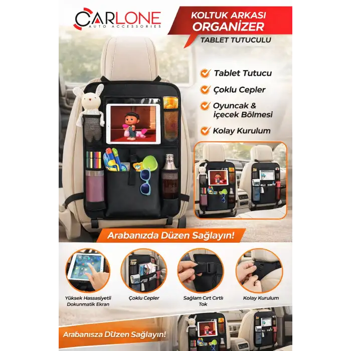 Tablet Tutuculu Araba Koltuk Arkası Eşya Düzenleyici Organizer