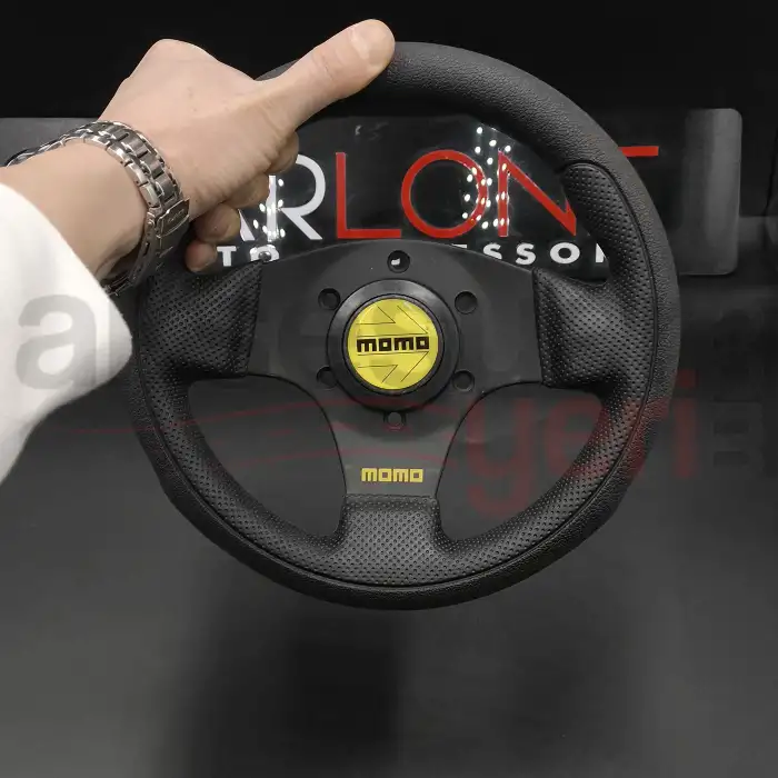 Spor Direksiyon Deri 24Cm Momo Tip - Yarış Spor Direksiyonu