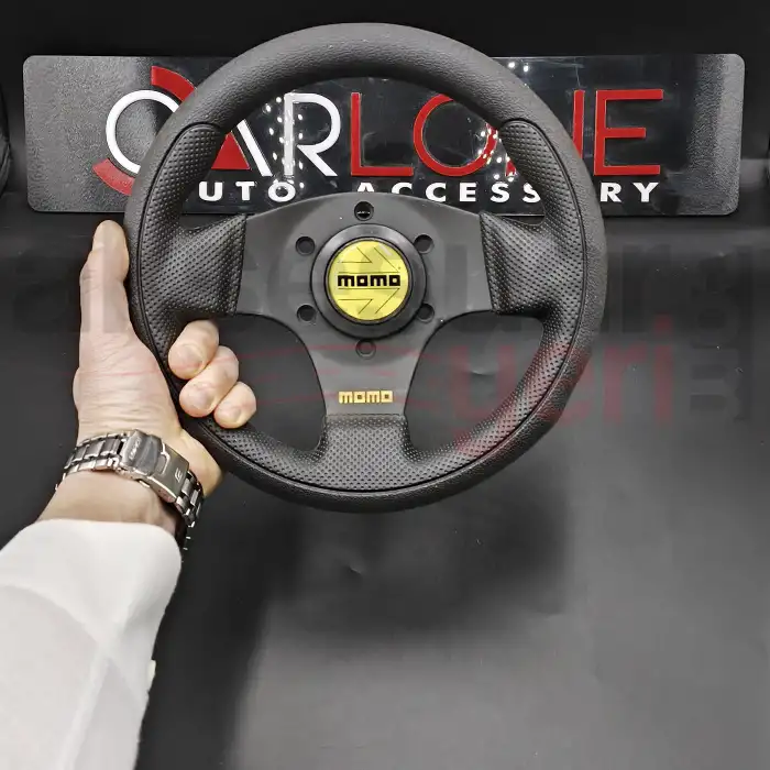 Spor Direksiyon Deri 24Cm Momo Tip - Yarış Spor Direksiyonu