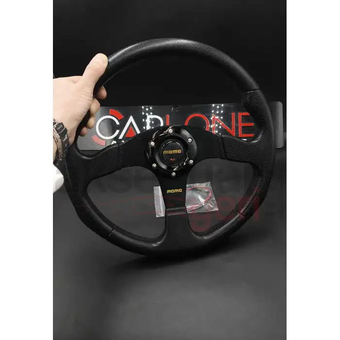 Momo Spor Direksiyon 34cm Siyah Göbek Delikli Desen İthal Ürün A+ Kalite