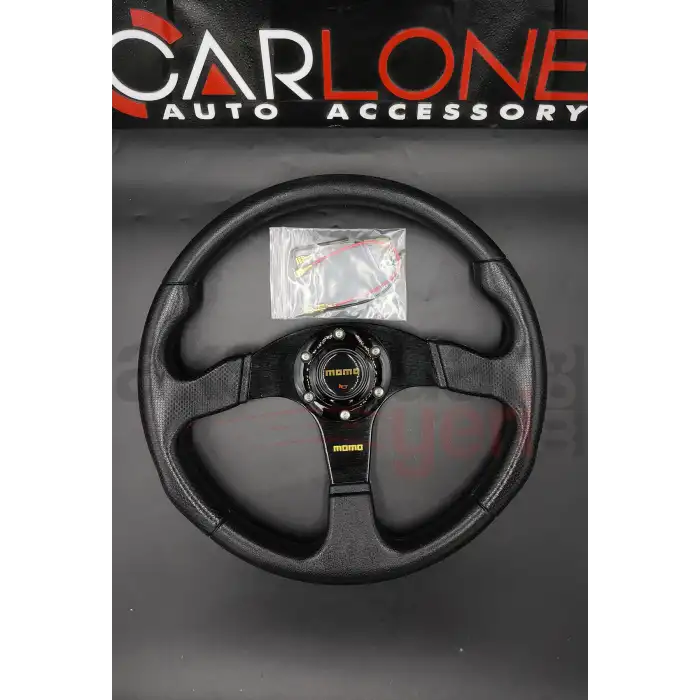 Momo Spor Direksiyon 34cm Siyah Göbek Delikli Desen İthal Ürün A+ Kalite