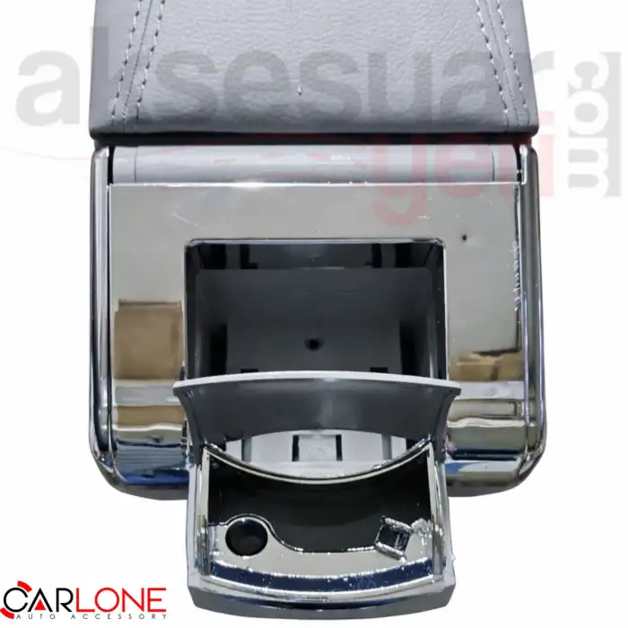 Sürgülü Kolçak Kol Dayama Bardaklık Ve Küllüklü Gri Deri