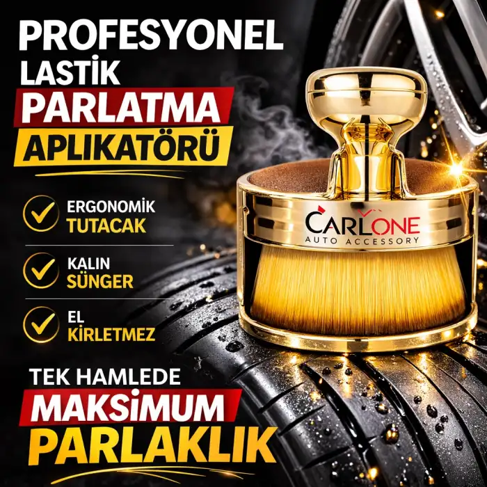 Lastik Parlatma Fırçası Aplikatör Gold Sarı Altın Renk Detay Fırçası