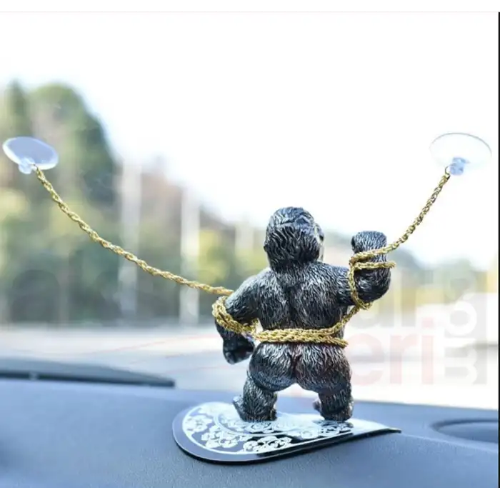 Torpido Üstü Goril-Öfkeli King Kong Öpücük Vantuzla Zincire Bağlı Goril-Siyah