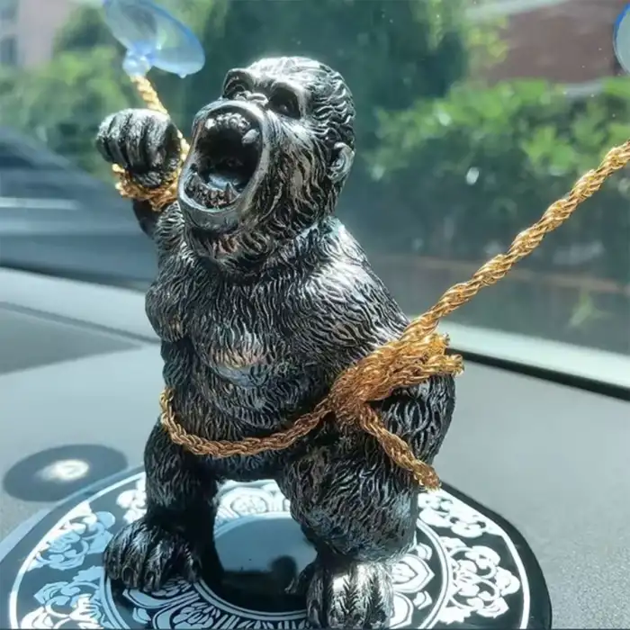 Torpido Üstü Goril-Öfkeli King Kong Öpücük Vantuzla Zincire Bağlı Goril-Siyah