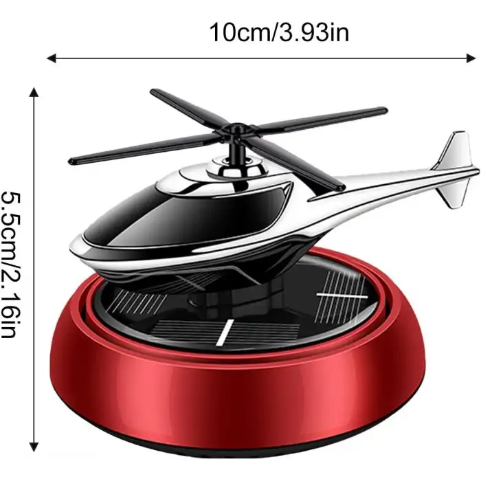 Güneş Enerjili Dönen Helikopter Araba Kokusu Kırmızı Renk -Torpido Üstü Dekoratif Oto Kokusu