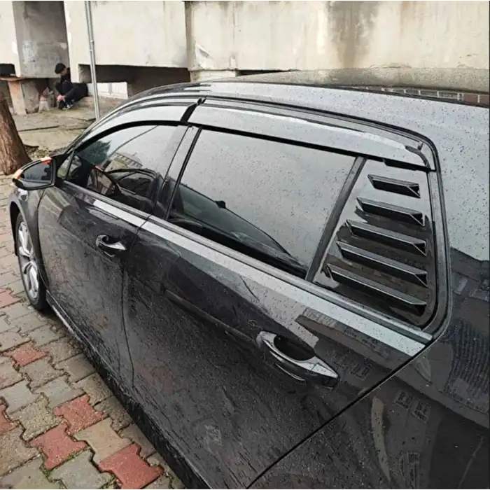 Vw Golf 7-7.5 Kasa İçin Kelebek Cam Vizörü Kaplaması Siyah Renk-Bantlı