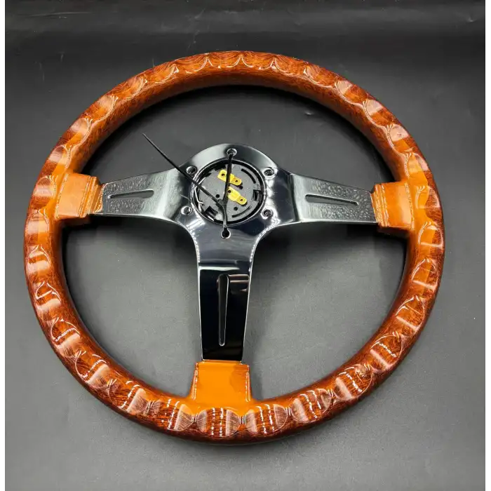 Nardi Model Ahşap Direksiyon Premium Model Çizgili Krom 3 Kollu