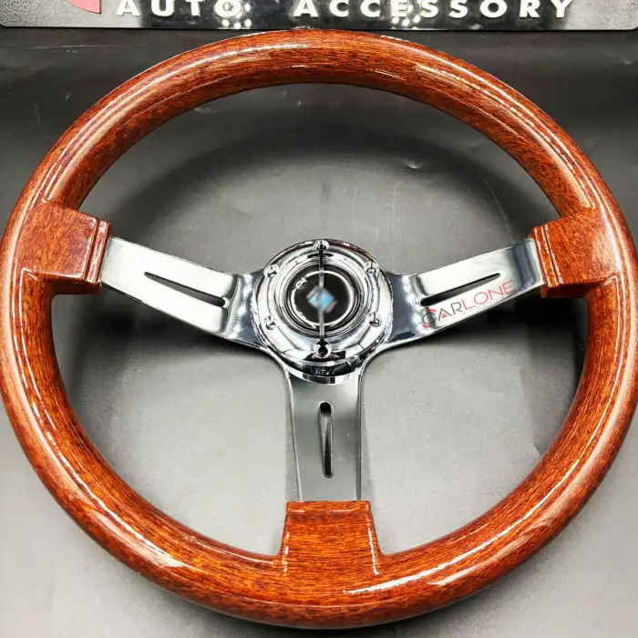 Nardi Model Ahşap Direksiyon Premium Model Çizgili Krom 3 Kollu