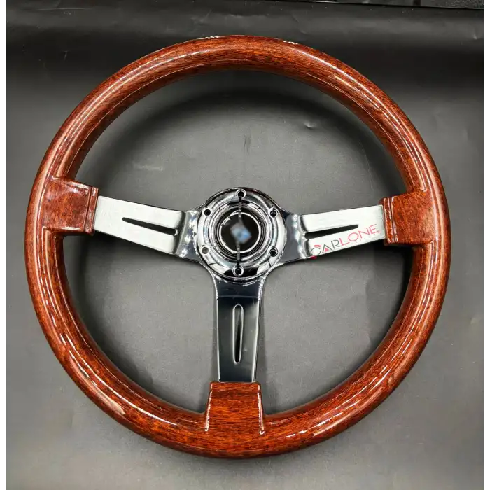 Nardi Model Ahşap Direksiyon Premium Model Çizgili Krom 3 Kollu