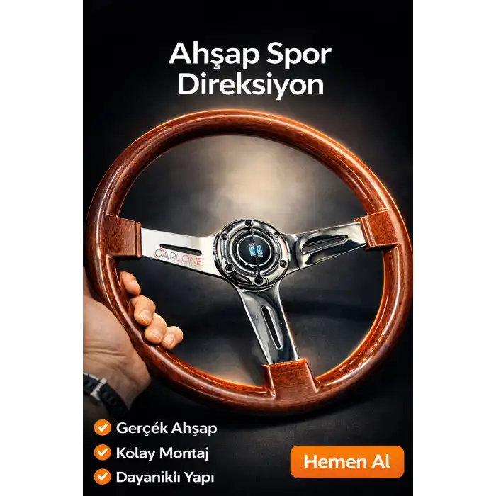 Nardi Model Ahşap Direksiyon Premium Model Çizgili Krom 3 Kollu