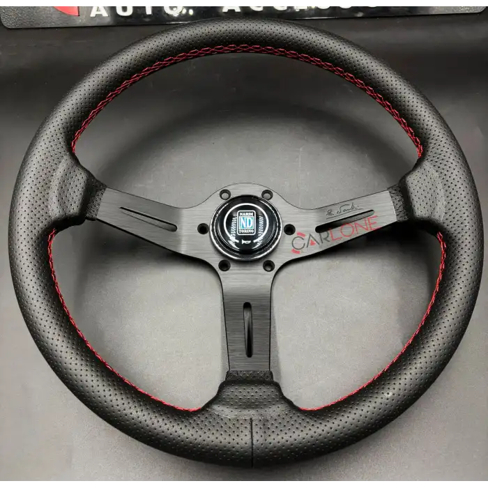 Nardi Tip Direksiyon Delikli Deri Dizayn 35cm İthal Siyah Detay