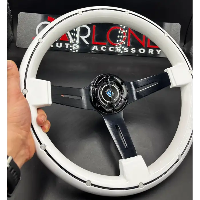 Nardi Model Beyaz Renk Spor Direksiyon Ortası Siyah Çizgili Model