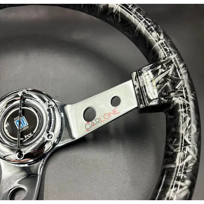 Parçalı Carbon Siyah Spor Direksiyon Momo Tip 35cm İthal Krom Detay 3 Kol Delikli