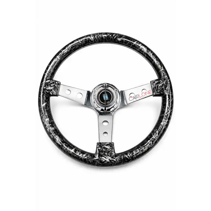 Parçalı Carbon Siyah Spor Direksiyon Momo Tip 35cm İthal Krom Detay 3 Kol Delikli