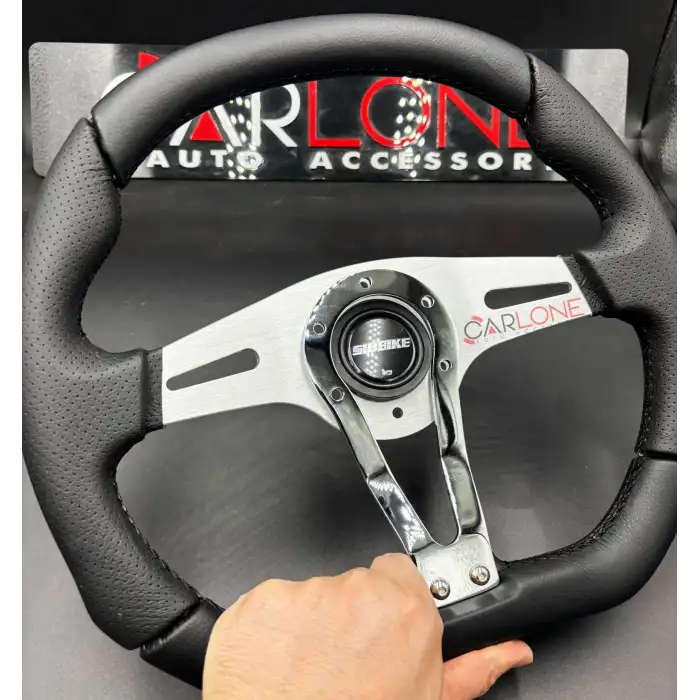 Momo Tip Spor Direksiyon Siyah Deri Detaylı 32cm Özel Seri