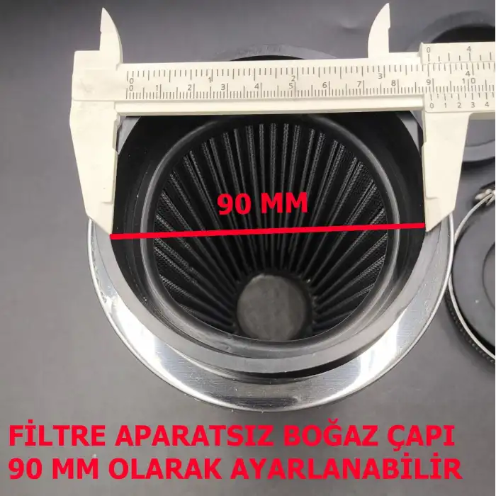 Açık Hava Filtresi Krom Kaplı 2 Aparatlı Gri Renk Huni Tip-90mm-73mm-60mm