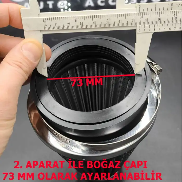 Açık Hava Filtresi Krom Kaplı 2 Aparatlı Gri Renk Huni Tip-90mm-73mm-60mm