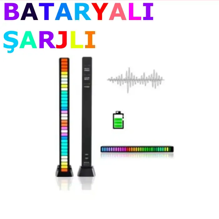 Araç İçi Müzik Ritmine Duyarlı RGB Ekolayzer LED Işık Çubuğu Bataryalı (1 ADET)