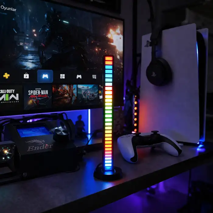 Araç İçi Müzik Ritmine Duyarlı RGB Ekolayzer LED Işık Çubuğu Bataryalı (1 ADET)