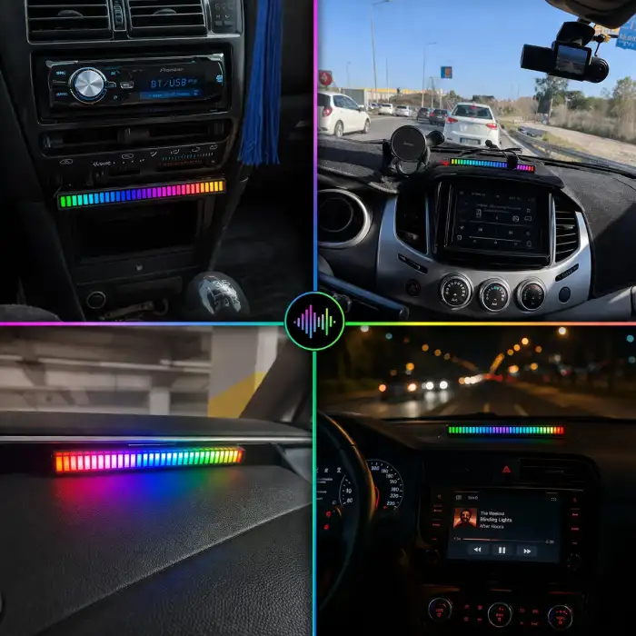 Araç İçi Müzik Ritmine Duyarlı RGB Ekolayzer LED Işık Çubuğu Bataryalı (1 ADET)