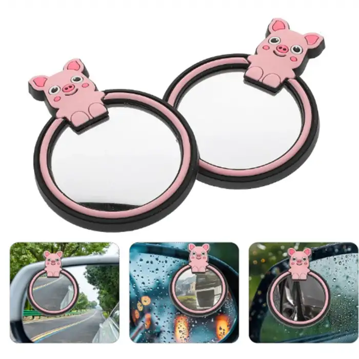 2li Kör Nokta Aynası Sevimli Kokulu Ayna Süsü Seti Pembe Renk