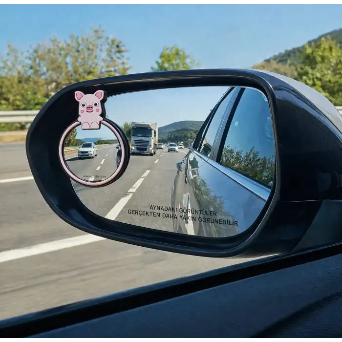 2li Kör Nokta Aynası Sevimli Kokulu Ayna Süsü Seti Pembe Renk