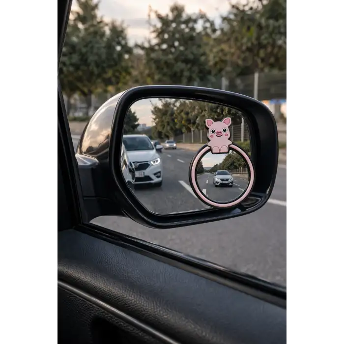 2li Kör Nokta Aynası Sevimli Kokulu Ayna Süsü Seti Pembe Renk