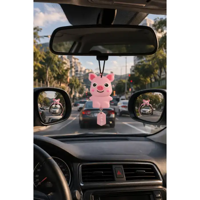 2li Kör Nokta Aynası Sevimli Kokulu Ayna Süsü Seti Pembe Renk