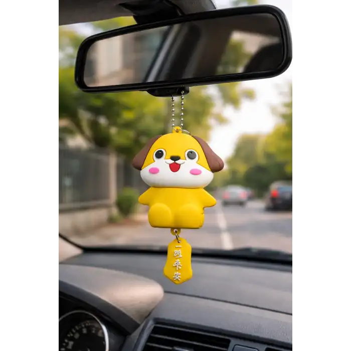 2li Kör Nokta Aynası Sevimli Kokulu Ayna Süsü Seti Sarı Renk