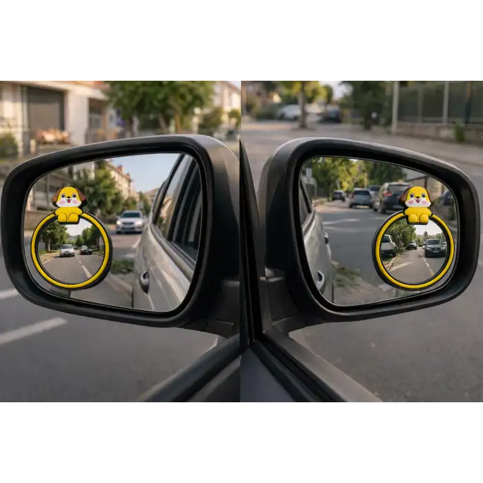 2li Kör Nokta Aynası Sevimli Kokulu Ayna Süsü Seti Sarı Renk