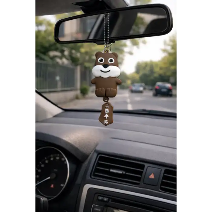 2li Kör Nokta Aynası Sevimli Kokulu Ayna Süsü Seti Kahverengi