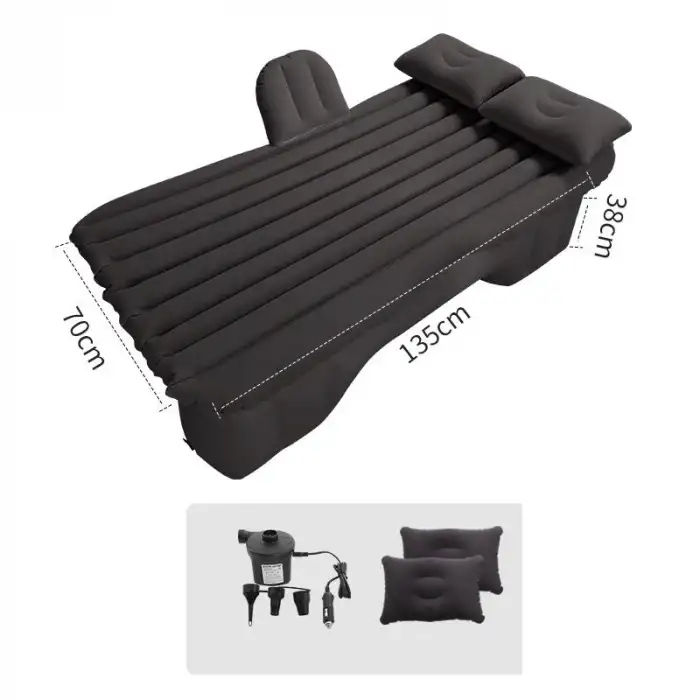 Şişme Araç İçi Seyahat Yatağı Oto Araç İçi Yatak Siyah Renk Pompa+Yastık Dahil