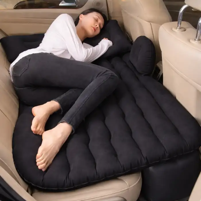 Şişme Araç İçi Seyahat Yatağı Oto Araç İçi Yatak Siyah Renk Pompa+Yastık Dahil