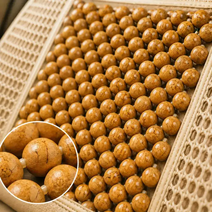 Terletmez Hasır Bambu Ahşap Oto Koltuk Minderi Bej Renk File Detay 1 Adet