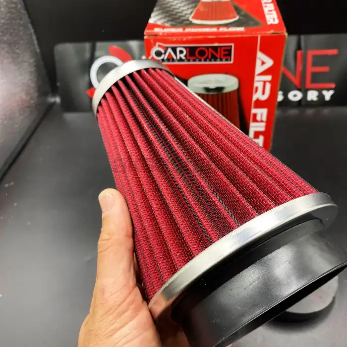 Açık Hava Filtresi Krom Kaplı 2 Aparatlı Kırmızı Renk Huni Tip