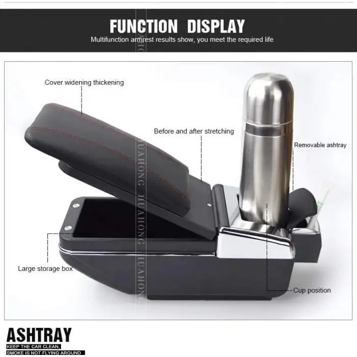 Alfa Romeo 156 Uyumlu Lüx Kolçak Kol Dayama -Sürgülü Kolçak Kol Dayama Bardaklıklı Siyah