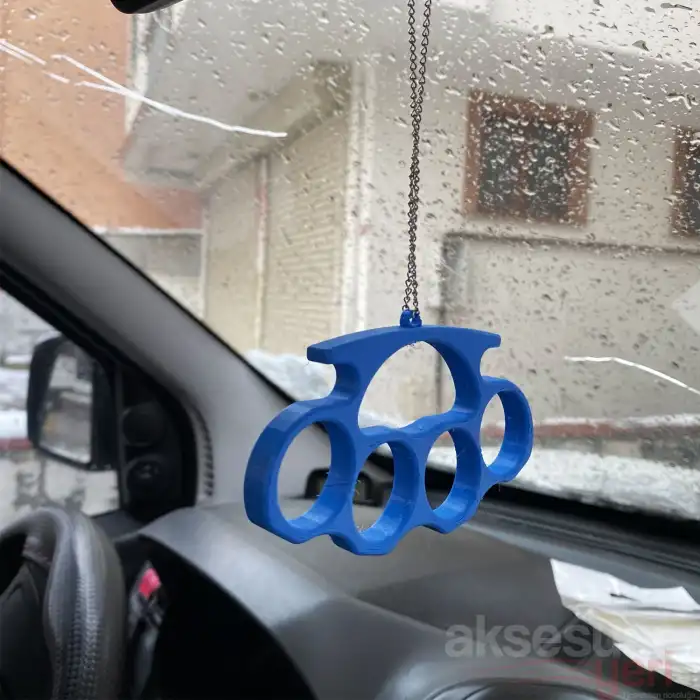 Araç Ayna Süsü Muşta Mavi Renk Zincirli A+ Ürün