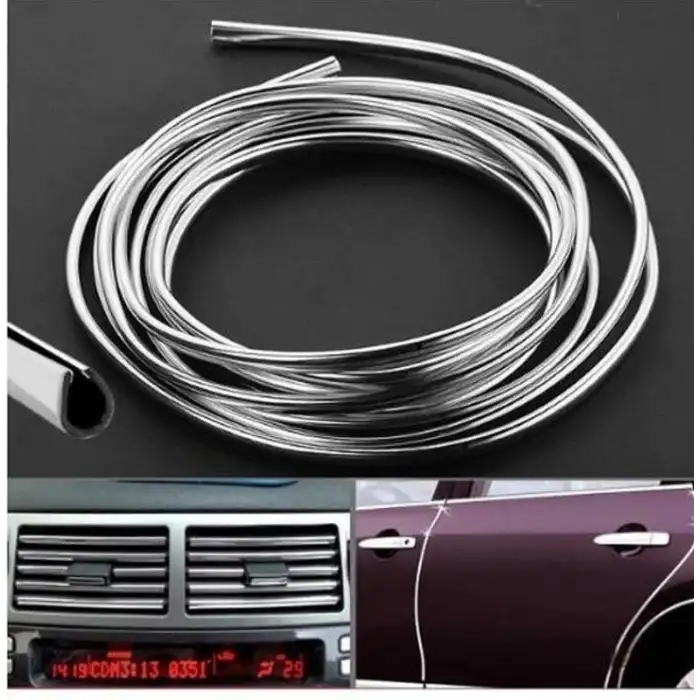 Araç İçi Dışı Geçmeli Krom Ftili 15metre Koruyucu U Tipi Nikelaj Çıta 15MT