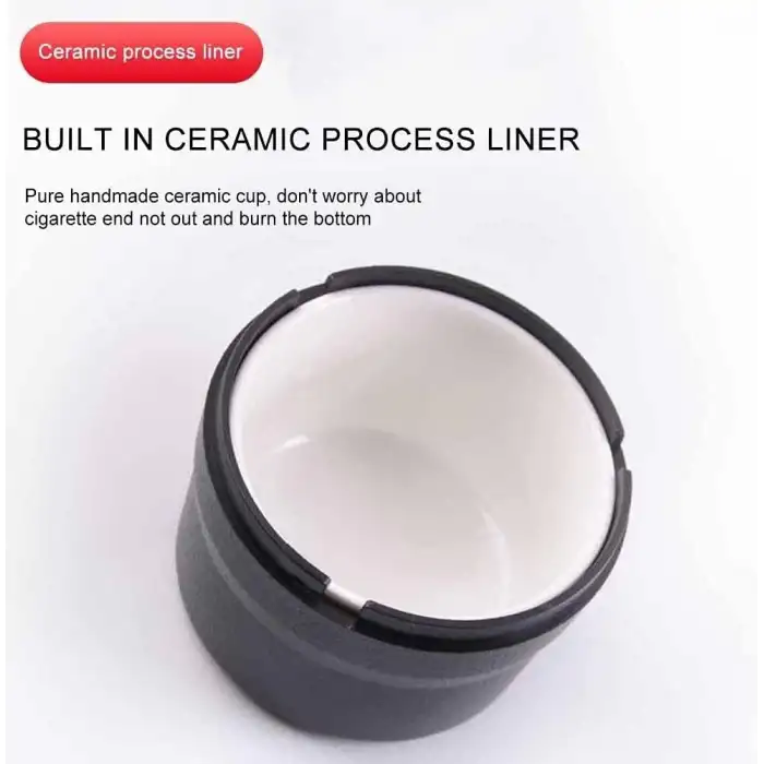 Araç İçi Işıklı Seramik Küllük Bardaklıklı Havalandırma Tip Kapaklı Mavi Renk Işıklı