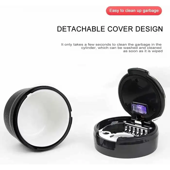 Araç İçi Işıklı Seramik Küllük Bardaklıklı Havalandırma Tip Kapaklı Mavi Renk Işıklı