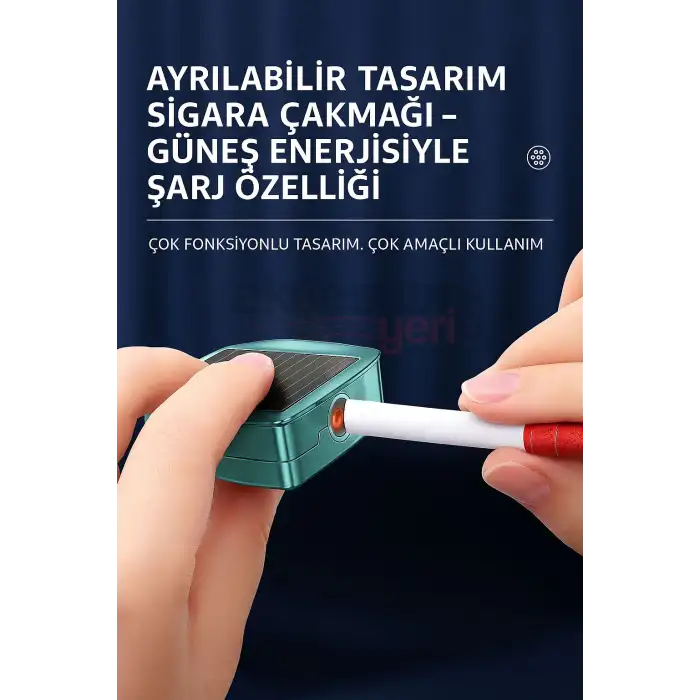 Araç İçi Küllük Lüks Güneş Enerjili Çakmaklı Seramik Deri Detaylı Premium Model