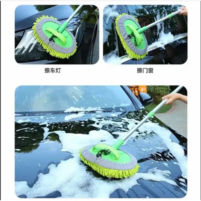 Araç Yıkama Mopu Yedek Başlıklı Araç Yıkama Fırçası Süngeri Mikrofiber 1metre Ayarlanabilir