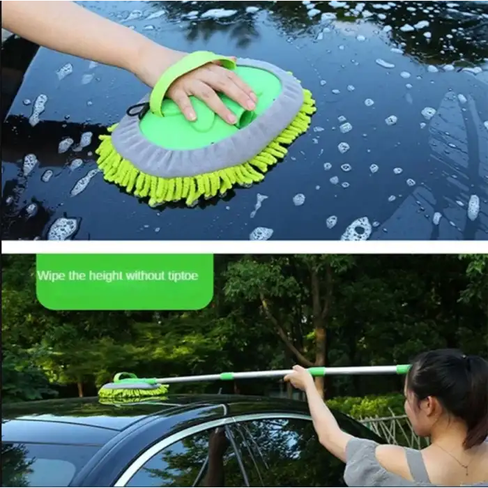 Araç Yıkama Mopu Yedek Başlıklı Araç Yıkama Fırçası Süngeri Mikrofiber 1metre Ayarlanabilir