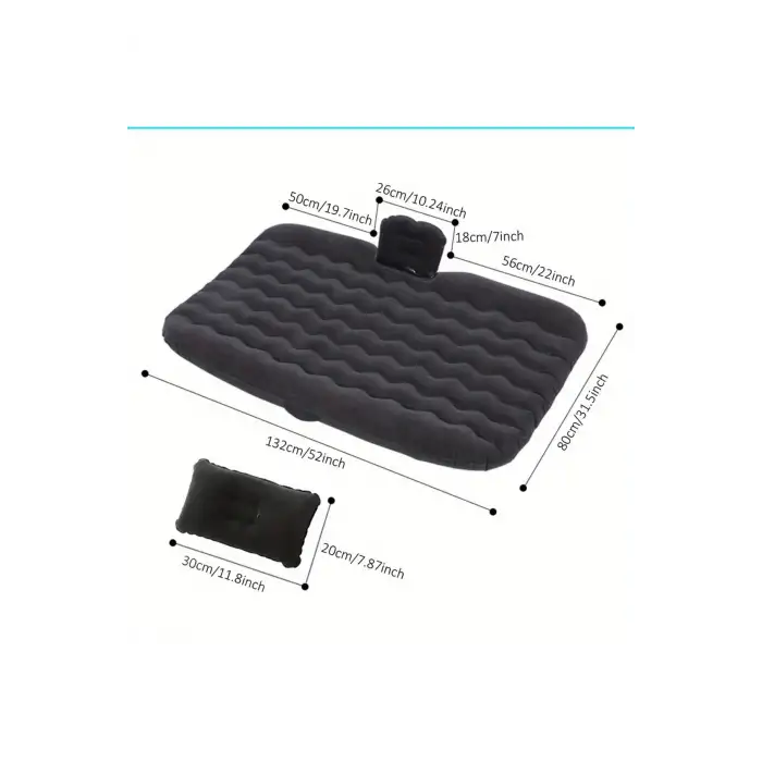 Şişme Araç İçi Seyahat Yatağı Oto Araç İçi Yatak Gri Renk Pompa+Yastık Dahil
