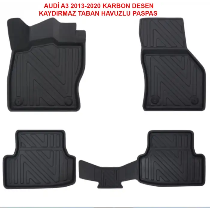 Audi A-3 2013-2020 4D Premium Havuzlu Paspas-Kaydırmaz Taban